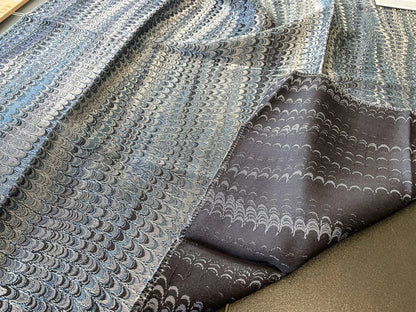 17 Berkbox65 SQUARE 27"x27" Scalamandre Ebru Silk Weave Bluestone Marbled Paper Silk Jacquard Texture Deep Blue Black Ocean MSRP USD 424/Y