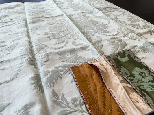 20 Berkbox65 26"x26" Scalamandre Floral Silk Damask White Gray