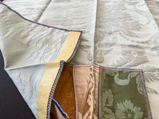 20 Berkbox65 26"x26" Scalamandre Floral Silk Damask White Gray