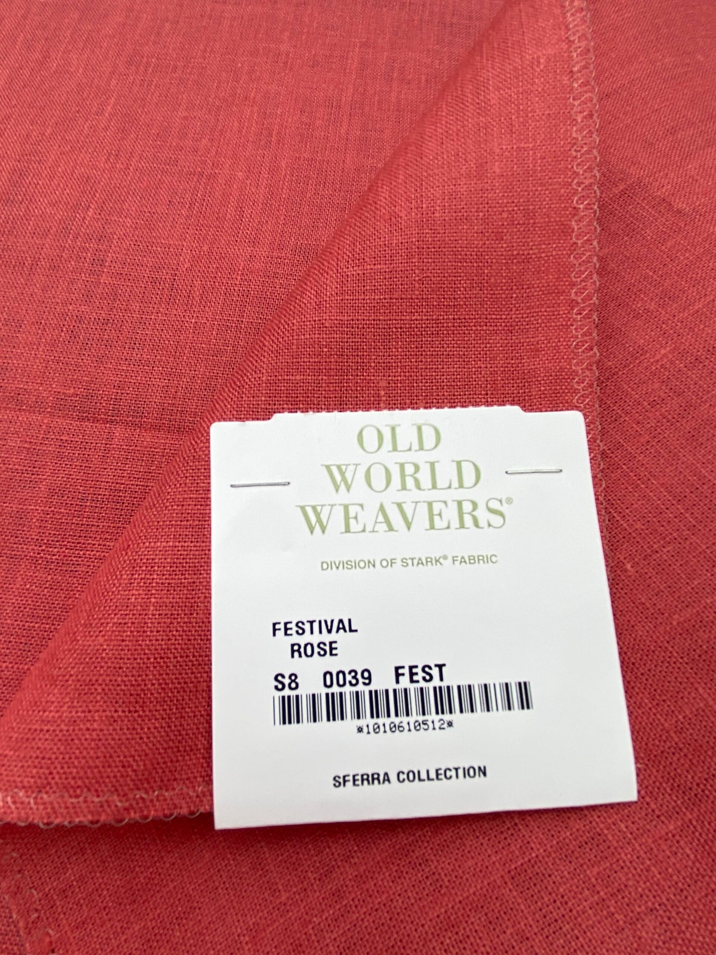 16 Berkbox93 Square Plains Texture by Old World Weavers Festival Rose Red Linen Solid MSRP USD124/y