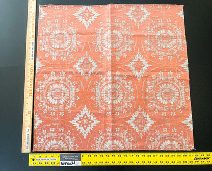 21 Berkbox65 26"x26" SQUARE Scalamandre MANDALA Orange on Gray Medallion MSRP USD258/y