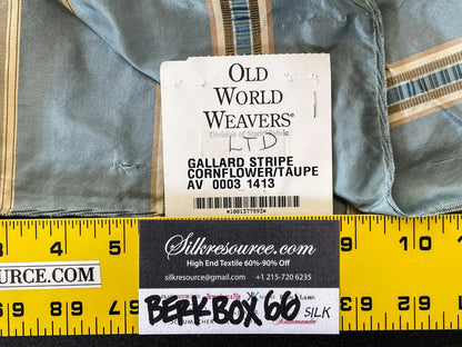 1 Berkbox66 27"x1yard  Scalamandre GALLARD STRIPE CORNFLOWER/TAUPE