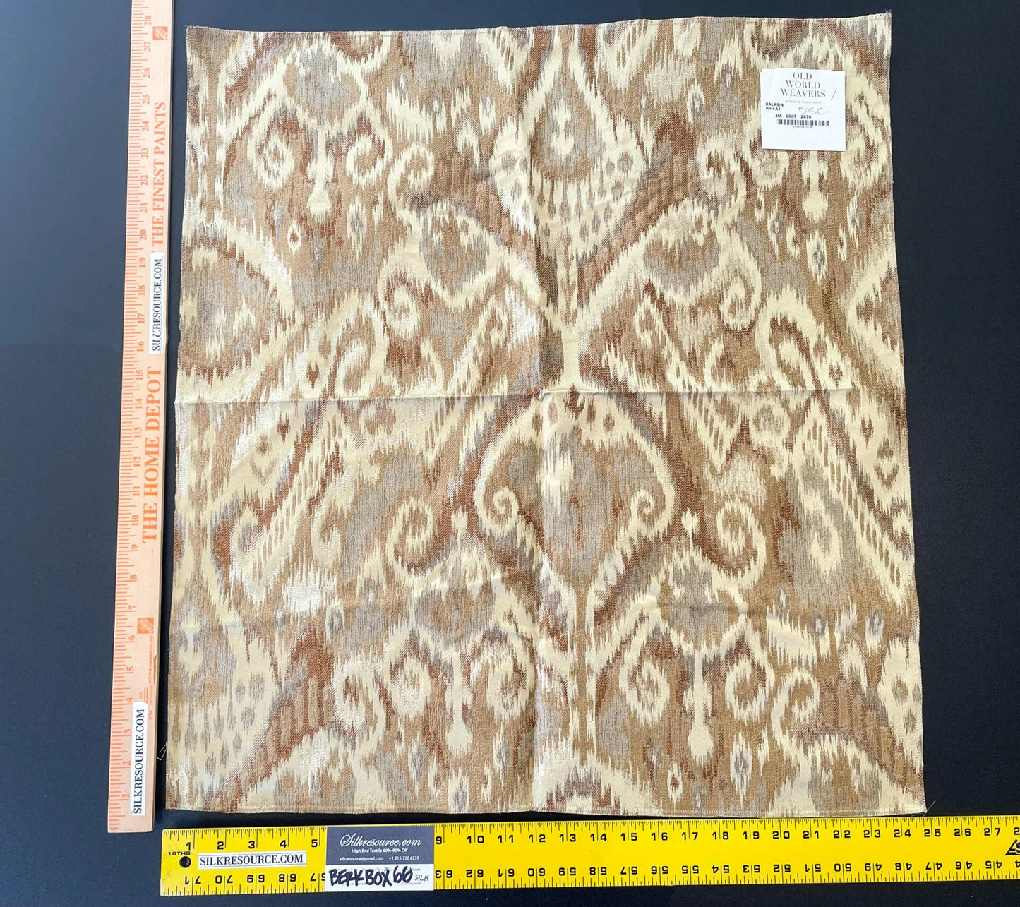 3 Berkbox66 25"x27" Scalamandre KALASIN WHEAT Silk Ikat MSRP USD726/y