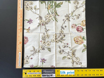 9 Berkbox66 17"x17"Scalamandre Silk Floral Print Red Beige Yellow Purple flowers on White