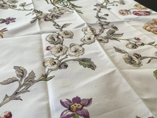 9 Berkbox66 17"x17"Scalamandre Silk Floral Print Red Beige Yellow Purple flowers on White