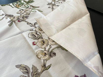 9 Berkbox66 17"x17"Scalamandre Silk Floral Print Red Beige Yellow Purple flowers on White