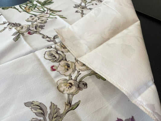 9 Berkbox66 17"x17"Scalamandre Silk Floral Print Red Beige Yellow Purple flowers on White