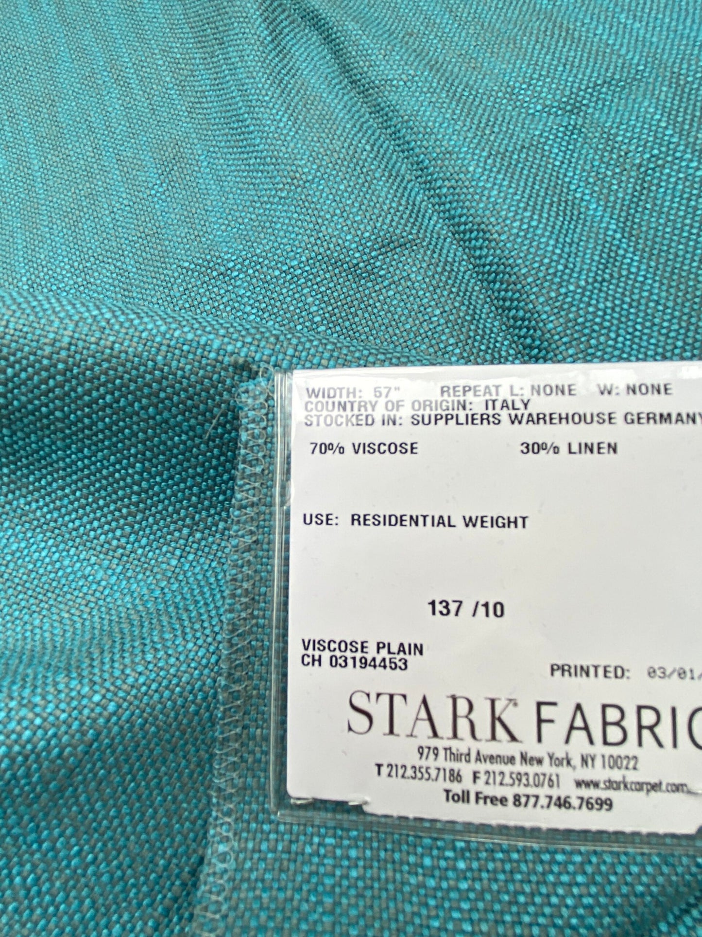 29 Berkbox93 Square Plains Texture by Christian Fischbacher Eco FR Heavy Teal Blue Solid MSRP USD300+/y