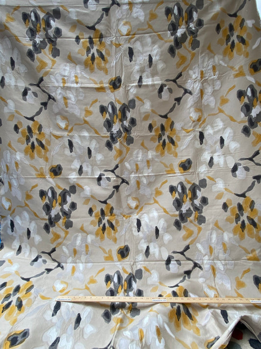 36 Berkbox93 Length Jacquard by Lelievre Paris Bali-Le Coton Floral White Yellow Gray Reversible 2.1yds x 58.25w" MSRP USD 696/y