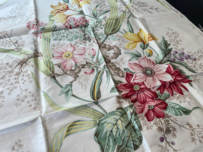 20 Berkbox66 28"x 1.2yard Scalamandre Floral 100% Silk Print Pink Red Yellow flowers on White