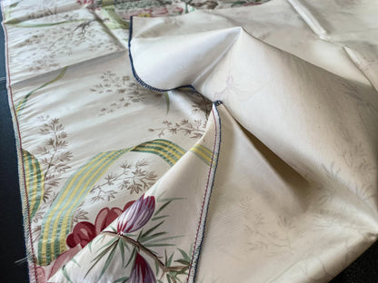 20 Berkbox66 28"x 1.2yard Scalamandre Floral 100% Silk Print Pink Red Yellow flowers on White