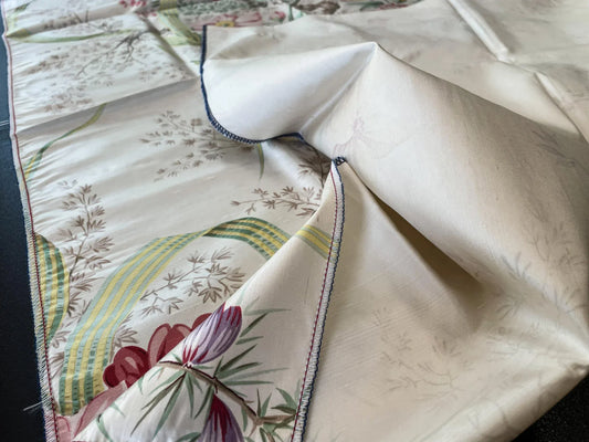 20 Berkbox66 28"x 1.2yard Scalamandre Floral 100% Silk Print Pink Red Yellow flowers on White