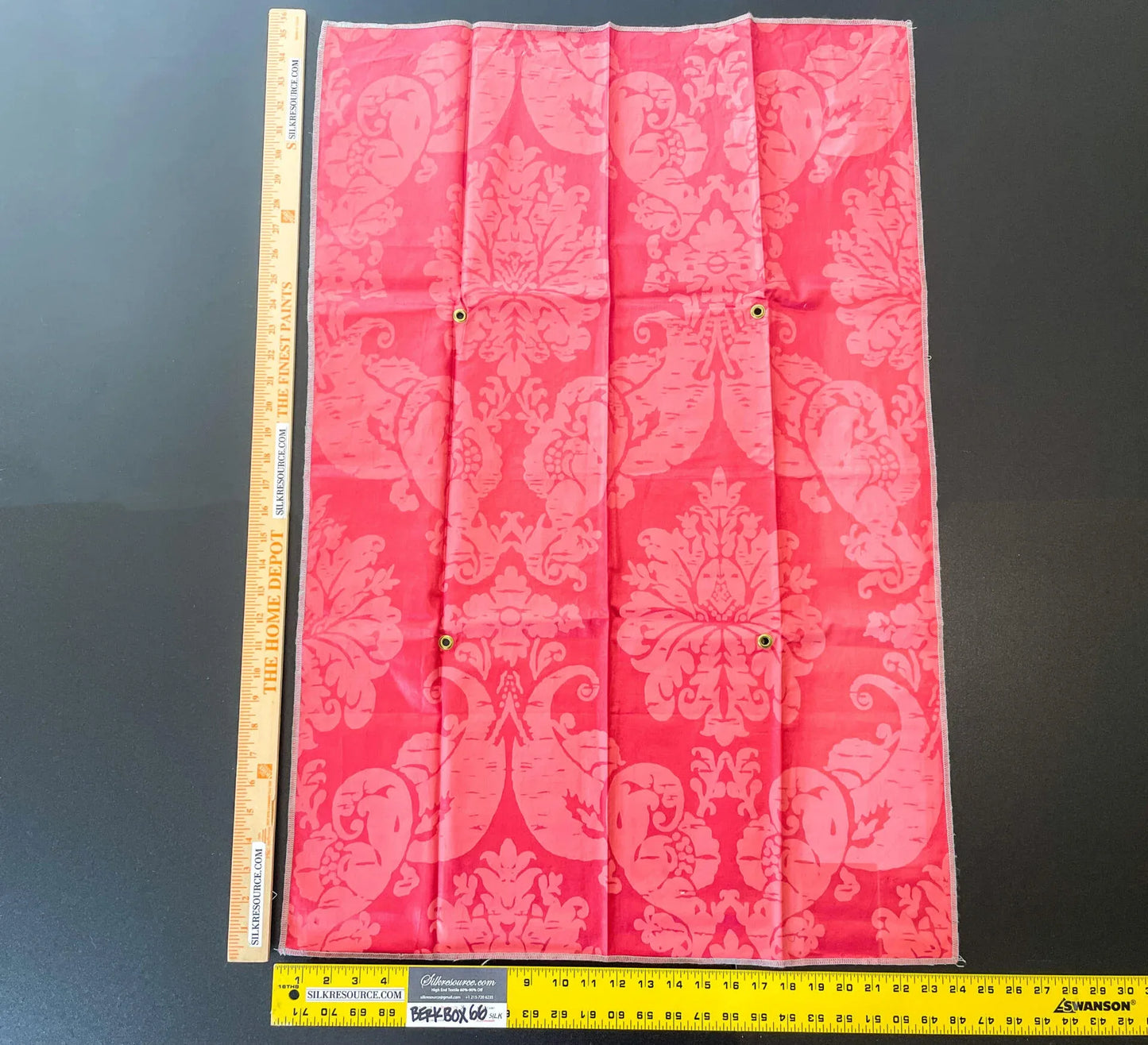 23 Berkbox66 25"x 1yard Scalamandre Silk Print Damask Red