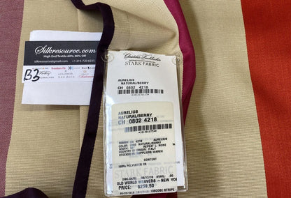 11 Berkbox3 Scalamandre 2.4 Yards Aurelius Natural/berry Pink Stripe