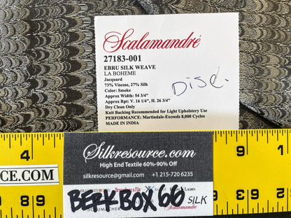 25 Berkbox66 SQUARE 27"x27" Scalamandre Ebru Silk Weave Smoke Marbled Paper Silk Jacquard Texture Black MSRP USD 424/Y