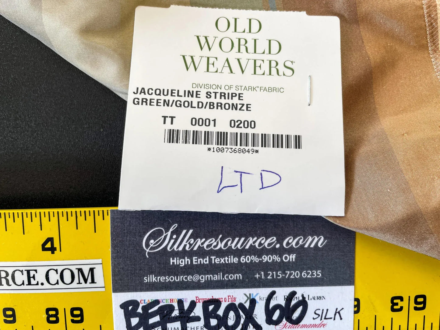 27 Berkbox66 27"x 27" Square Scalamandre JACQUELINE STRIPE GREEN/GOLD/BRONZE Stripe MSRP USD192/y