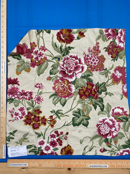 Square Jacquard by Gaston Y Daniela Peony Pink Ivory Medium Gray Botanical Floral 25"L x 24"W  MSRP USD 300+/y