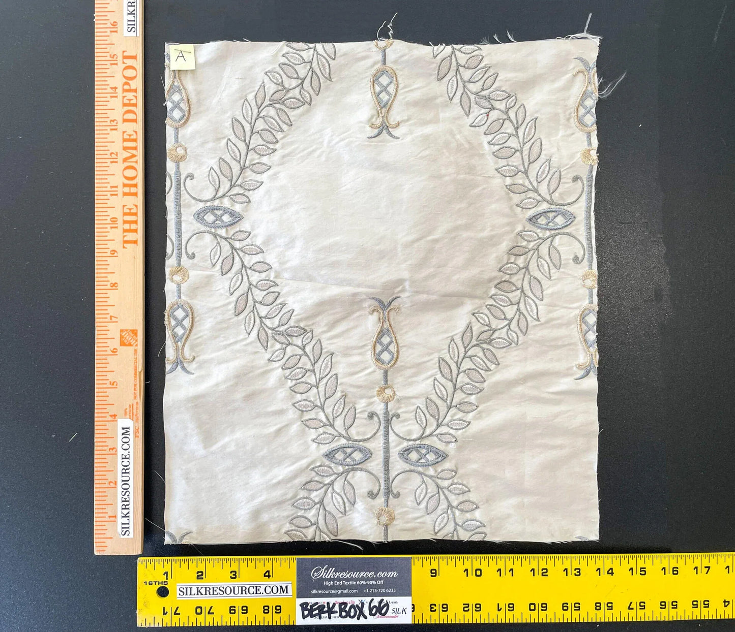 30 Berkbox66 15"x15" Square Scalamandre Floral Embroidery White Light Blue