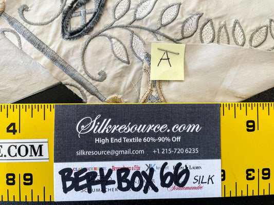 32 Berkbox66 15"x14" Square Scalamandre Floral Embroidery White Gray