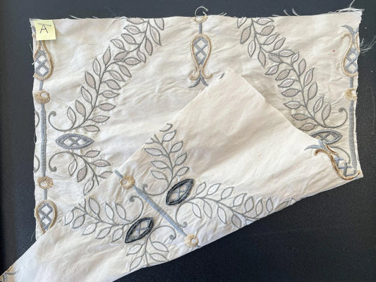 32 Berkbox66 15"x14" Square Scalamandre Floral Embroidery White Gray