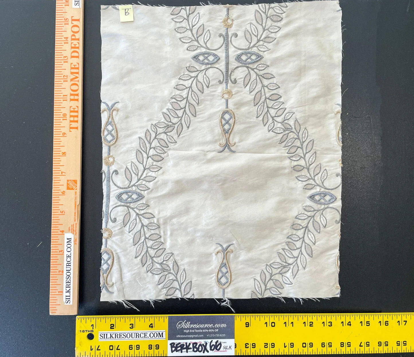 33 Berkbox66 15"x14" Square Scalamandre Floral Embroidery White Gray