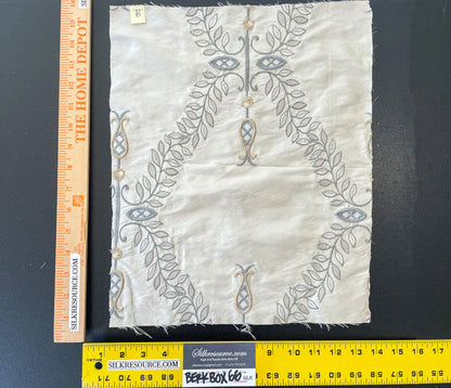 33 Berkbox66 15"x14" Square Scalamandre Floral Embroidery White Gray