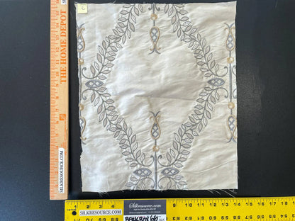 34 Berkbox66 15"x14" Square Scalamandre Floral Embroidery White Gray