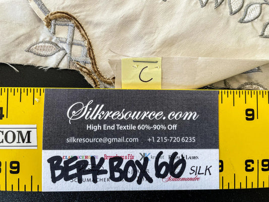 34 Berkbox66 15"x14" Square Scalamandre Floral Embroidery White Gray