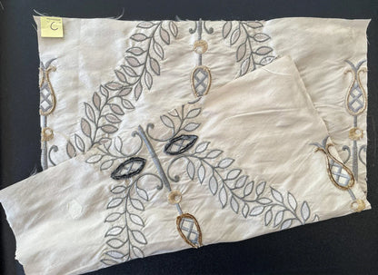 34 Berkbox66 15"x14" Square Scalamandre Floral Embroidery White Gray