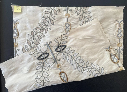 34 Berkbox66 15"x14" Square Scalamandre Floral Embroidery White Gray