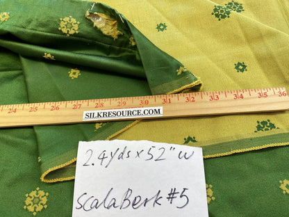 2.4ydx52"w Scalamandre Emerald Green Yellow Sunflower Medallion Silk Lampas White House