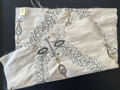 35 Berkbox66 15"x14" Square Scalamandre Floral Embroidery White Gray