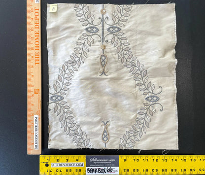 36 Berkbox66 15"x14" Square Scalamandre Floral Embroidery White Gray