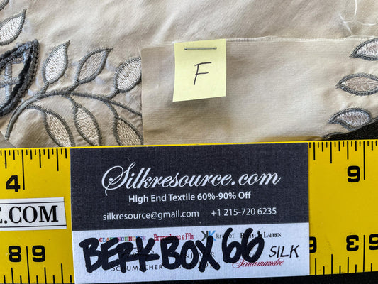 37 Berkbox66 15"x14" Square Scalamandre Floral Embroidery White Gray