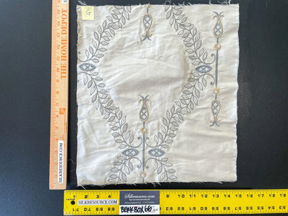 38 Berkbox66 15"x14" Square Scalamandre Floral Embroidery White Gray