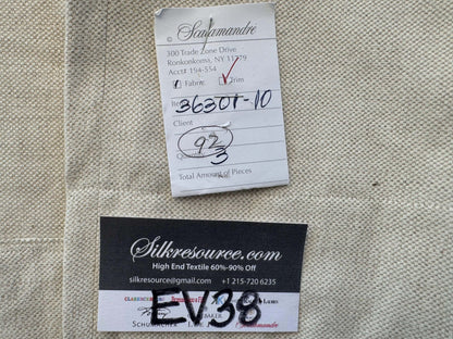 1 EV38 Scalamandre  Caliedo Cream White Cotton Linen Solid 2.4yd Stain