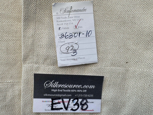 1 EV38 Scalamandre  Caliedo Cream White Cotton Linen Solid 2.4yd Stain