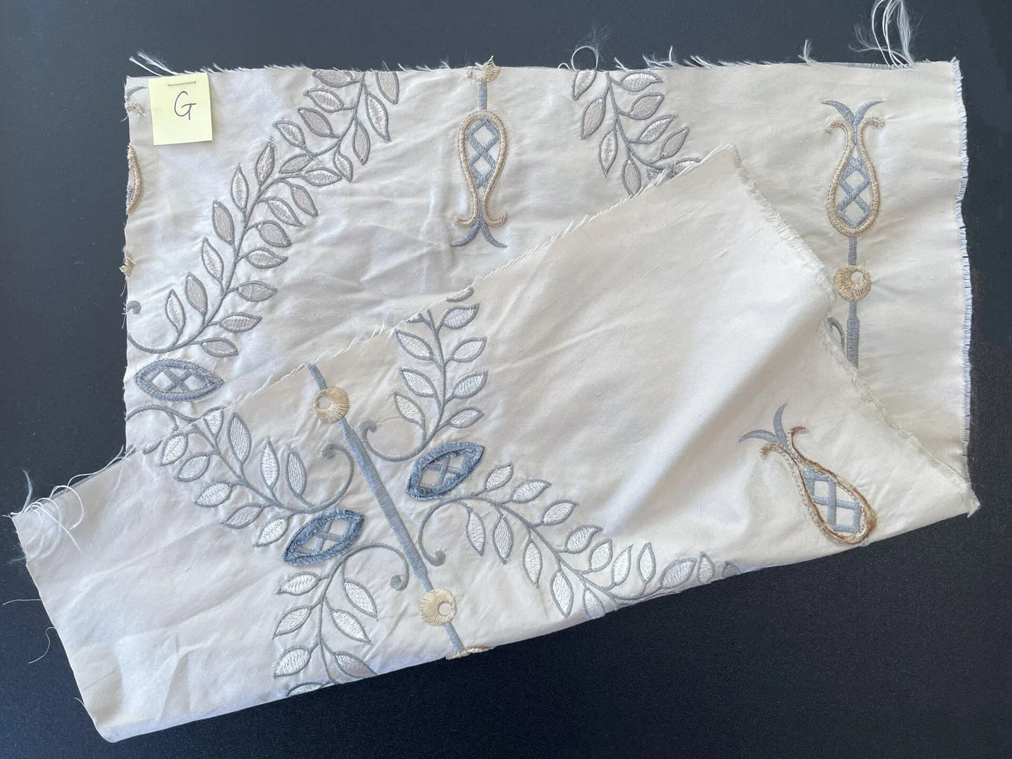 38 Berkbox66 15"x14" Square Scalamandre Floral Embroidery White Gray