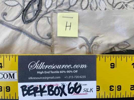 39 Berkbox66 15"x14" Square Scalamandre Floral Embroidery White Gray