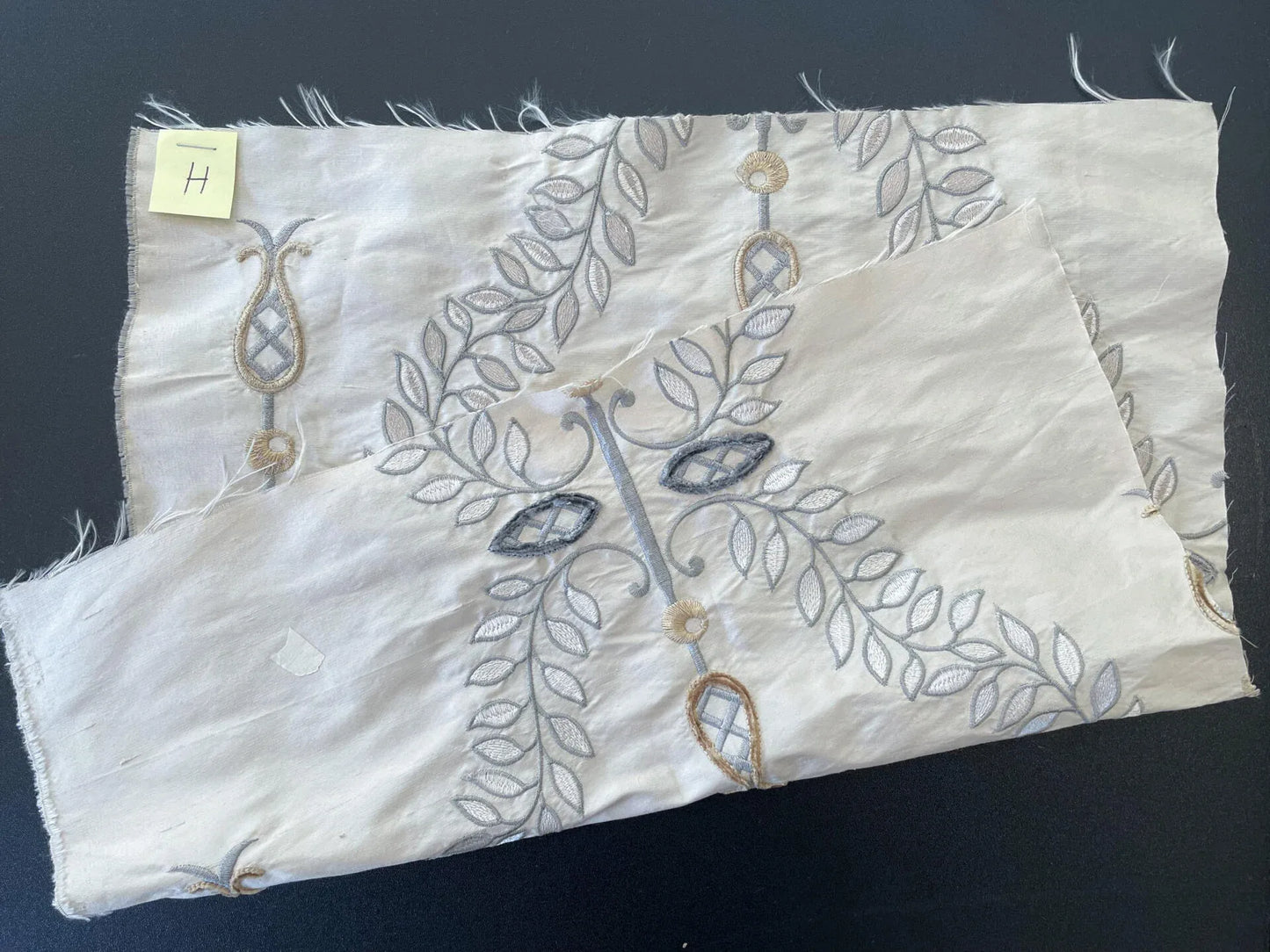 39 Berkbox66 15"x14" Square Scalamandre Floral Embroidery White Gray