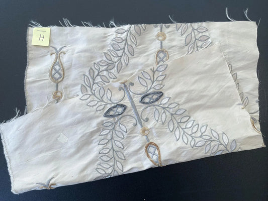 39 Berkbox66 15"x14" Square Scalamandre Floral Embroidery White Gray