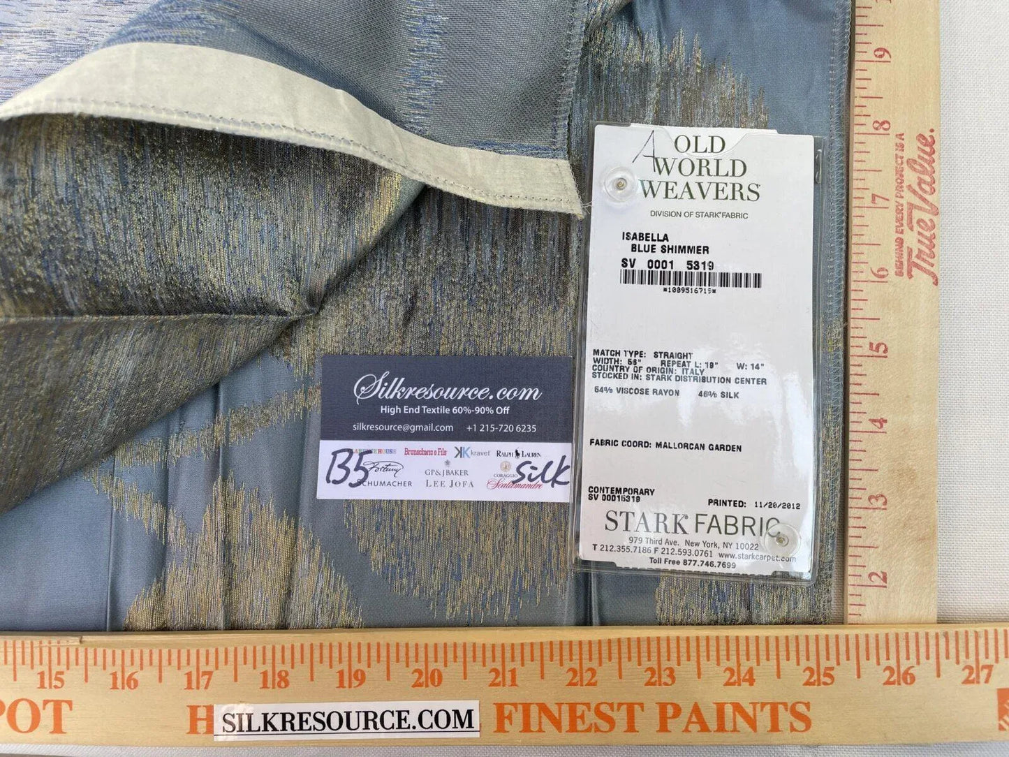 1a Berkbox5 Scalamandre Silk Square Isabella Blue Shimmer MSRP USD 428/Y