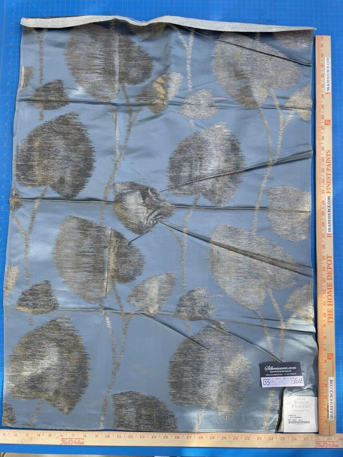 1d Berkbox5 Scalamandre Silk Square Isabella Blue Shimmer 28" x 1Yard MSRP USD 428/Y