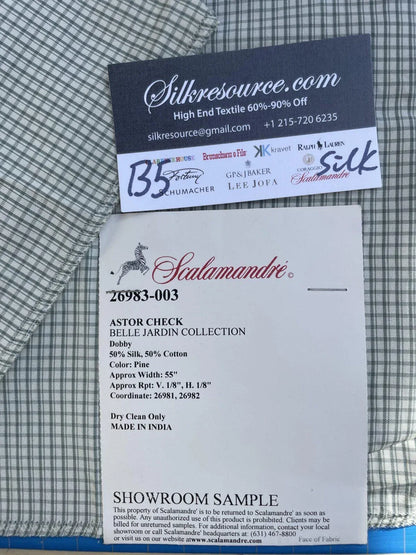 3 Berkbox5 Scalamandre Silk Square Astor Check Dobby Light Green, White