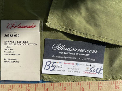 15 Berkbox5 Scalamandre Silk Square Dynasty Taffeta Green MSRP USD 322/y