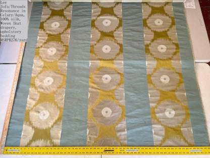 Lee Jofa Threads 100% Silk Resonance In Celery Aqua Blue Ikat Brocade MSRP USD 276/Y
