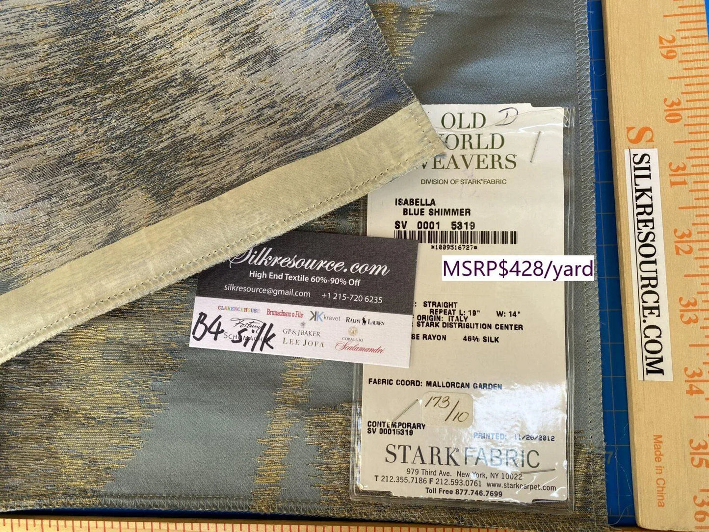 1d Berkbox4 Scalamandre Silk Square Isabella Blue Shimmer