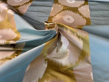 Lee Jofa Threads 100% Silk Resonance In Celery Aqua Blue Ikat Brocade MSRP USD 276/Y