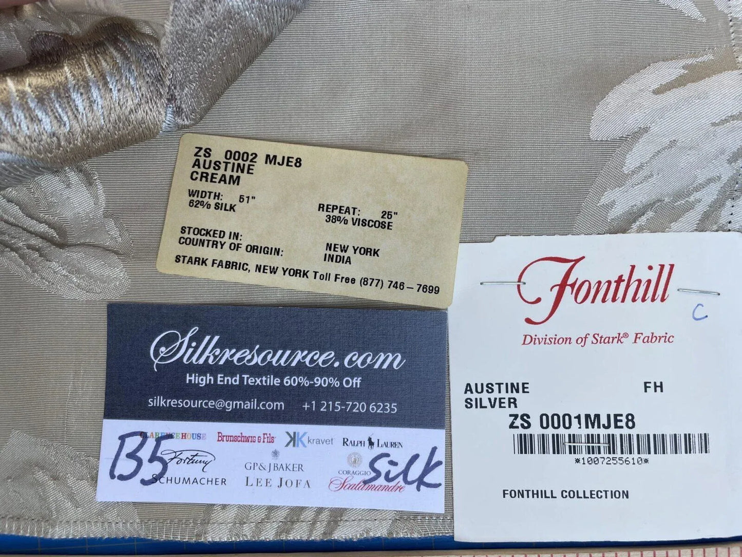 23c Berkbox5 Scalamandre Silk Square  Austine Silver