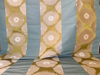Lee Jofa Threads 100% Silk Resonance In Celery Aqua Blue Ikat Brocade MSRP USD 276/Y